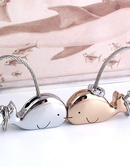 Load image into Gallery viewer, Sweet Kissing Whale Couples Keychains Personalized Keyring Birthday Gifts
