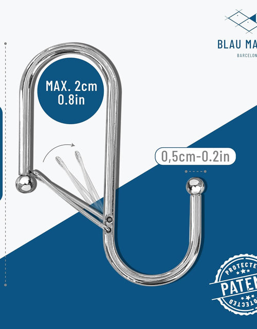 Load image into Gallery viewer, 10 Metalic S-Hooks with Anti-Fall System. Anti Drop S-Shaped Hook with Safety Buckle to Prevent Falls. Heavy Duty. (Silver, 3.25in Long (Diameter Rod&lt;0.8in))
