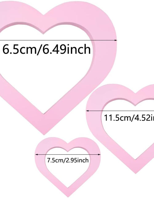 Load image into Gallery viewer, 3 PCS Pink Wooden Heart Centerpiece Pink Heart Shape Sign for Valentines Day Table Romantic Fireplace Home Wedding Decor
