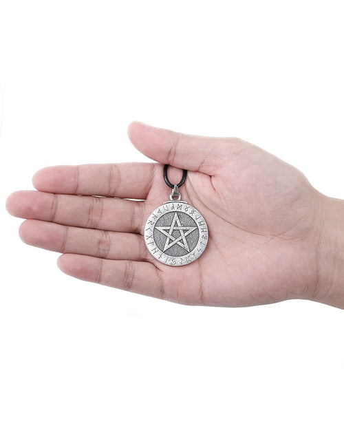 Load image into Gallery viewer, Viking Norse Symbol Rune Circle Charm Amulet Pendant, Viking Jewelry Gift for Men and Women
