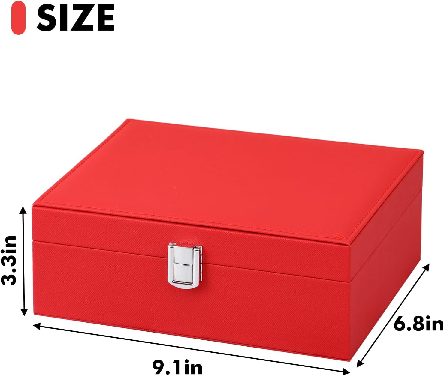 2-Layer Jewelry Organizer Box with Removable Tray, Gift Jewelry Storage Case for Storage Earrings Necklaces Rings Bracelets Watches (Red)