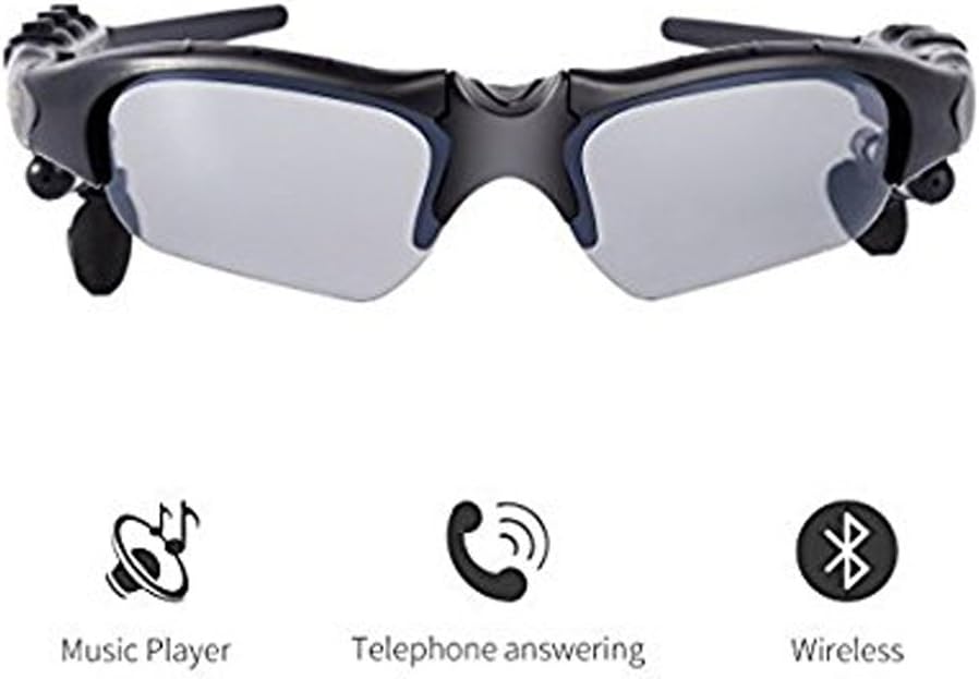 Wireless Bluetooth MP3 Polarized Lenses Music Sunglasses V4.1 Stereo Handfree Headphone for iPhone Samsung Most Smartphone or PC (Black)