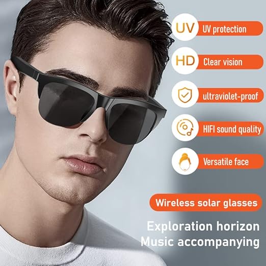 Smart Glasses Wireless Bluetooth Sunglasses Open Ear Music&Hands-Free Calling, Dual Polarized Lenses