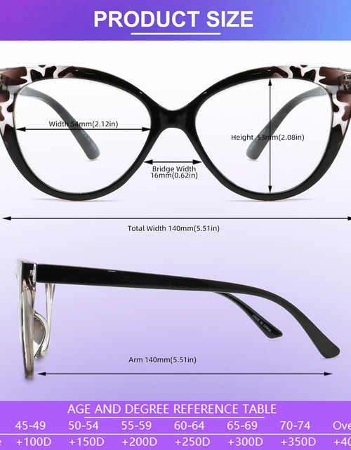 Load image into Gallery viewer, 4PC Cat Eye Reading Glasses for Women,Blue Light Flexible Spring Hinges.Fashion Reading Glasses for Women
