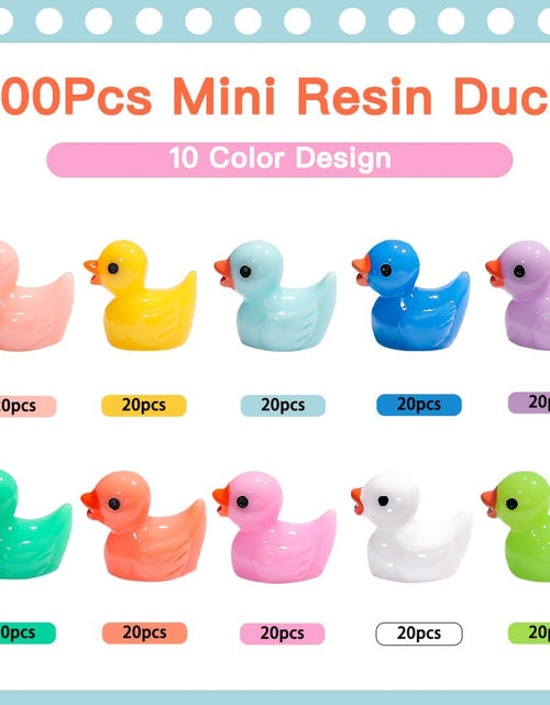 Load image into Gallery viewer, 200pcs Tiny Ducks 10 Colors Little Duck Figures Mini Resin Ducks Plastic Small Miniature
