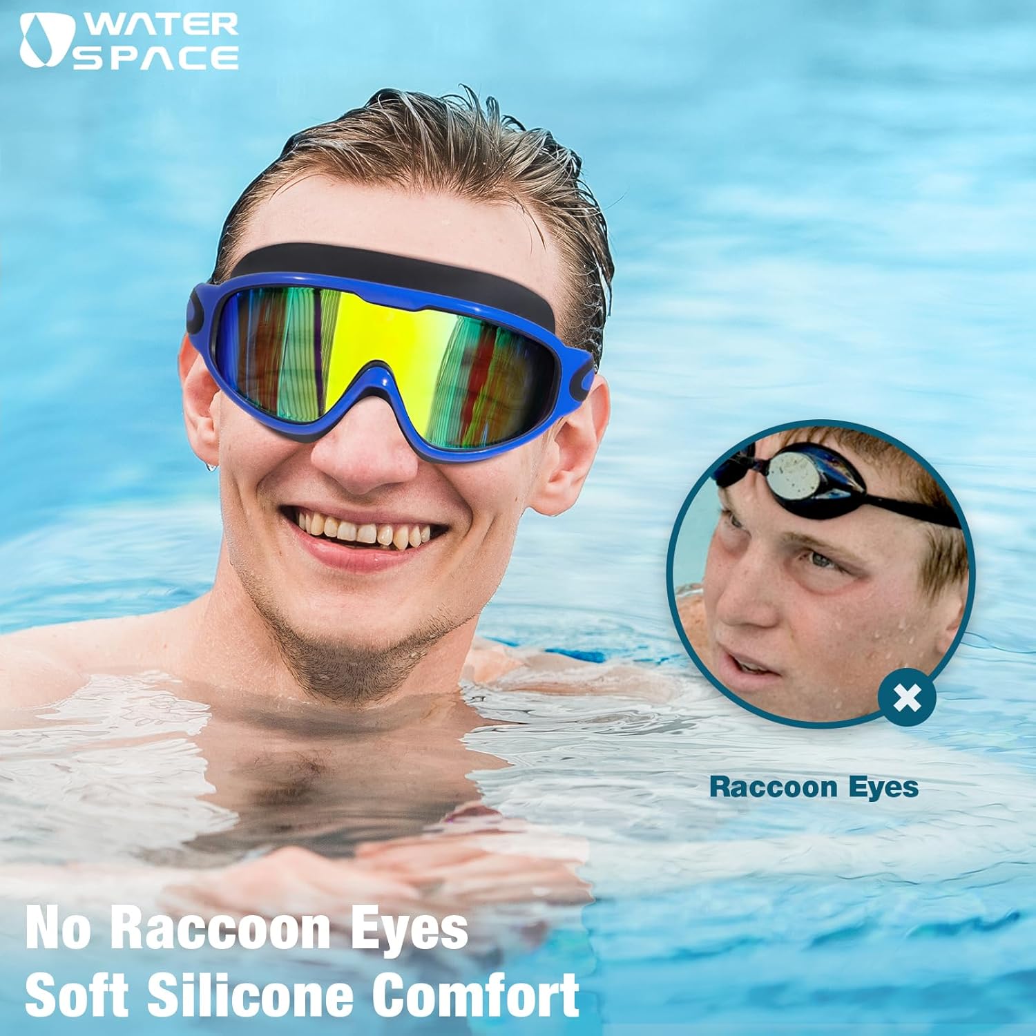 Swim Goggles 2 Pack for Adult Youth, Anti-fog UV Protection No Leaking 180° Wide View Clear Vision Pool