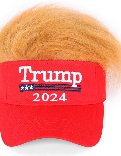 Load image into Gallery viewer, Trump 2024 Hat with Hair,Donald Trump Make America Great Again Wig Hat Embroidered Ultra Adjustable
