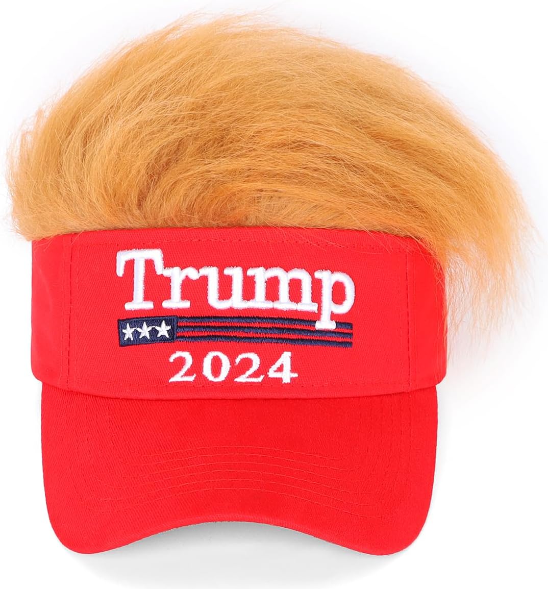 Trump 2024 Hat with Hair,Donald Trump Make America Great Again Wig Hat Embroidered Ultra Adjustable