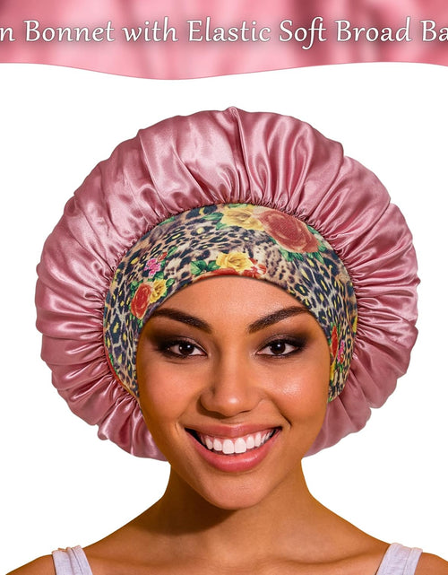 Load image into Gallery viewer, 3 Pack Satin Bonnet Silk Bonnet for Sleeping, Sleeping Large Sleep Cap, Wide Soft Band Bonnet for Curly Hair, Set 1
