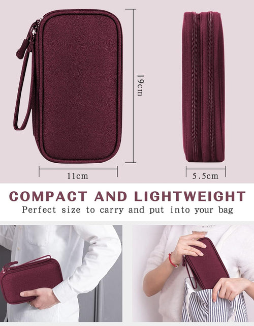 Load image into Gallery viewer, Travel Cable Organizer Bag Pouch Electronic Accessories Carry Case Portable Waterproof Double Layers, Small Wine Red
