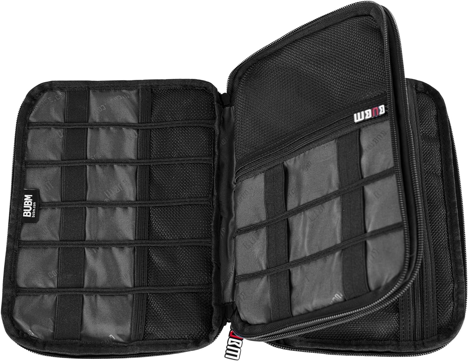 Double Layer Electronic Accessories Organizer, Travel Gadget Bag Perfect Size Fits for iPad Mini (Medium, Black)