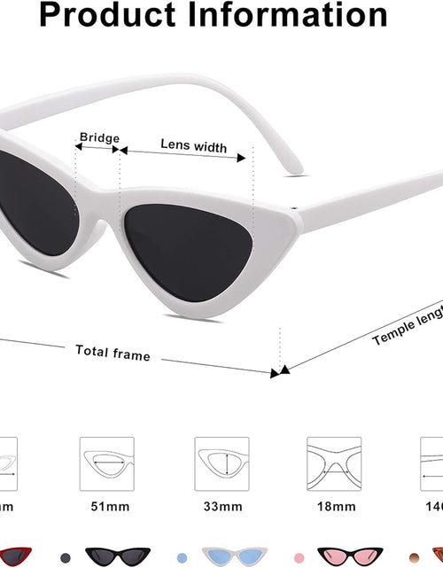 Load image into Gallery viewer, Retro Vintage Narrow Cat Eye Sunglasses for Women Clout Goggles Plastic Frame, White / Grey
