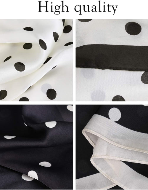 Load image into Gallery viewer, Vintage Bandanas Square Polka Dot Scarfs for Women 27&#39;&#39; x 27&#39;&#39; Silk Like Scarf Neckerchief (C3 White With Black Dot)
