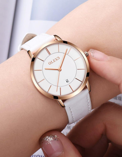 Load image into Gallery viewer, Women&#39;s Watches for Ladies Female Wrist Watch Leather Band Waterproof Thin Minimalist Casual Simple Dress Quartz Analog with Date Calendar
