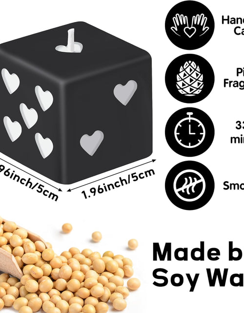 Load image into Gallery viewer, 2Pcs Black White Heart Dice Candle Set Danish Pastel Room Decor Aesthetic Pine Fragrance Natural Soy Wax Handmade
