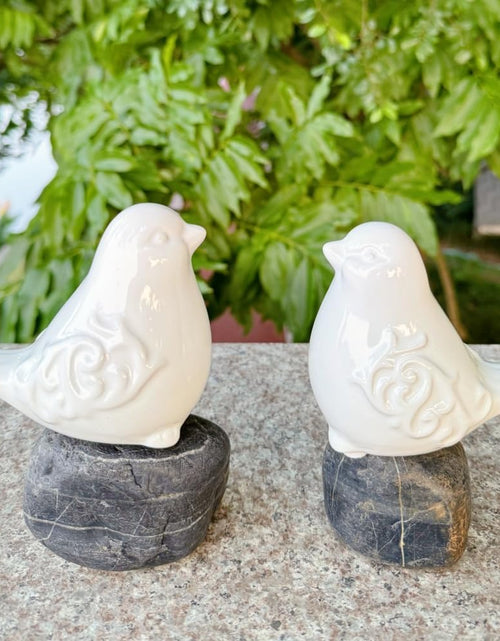 Load image into Gallery viewer, 2PCS Ceramic Bird Figurines Decorative Bird Ornaments Statue for Home Garden Decor (White)
