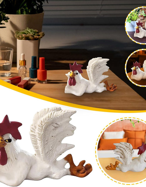 Load image into Gallery viewer, White Rooster Statue with Enchanting Posture &amp; Long Eyelashes Table Art Sculpture Funny Resin Figurine Decoration
