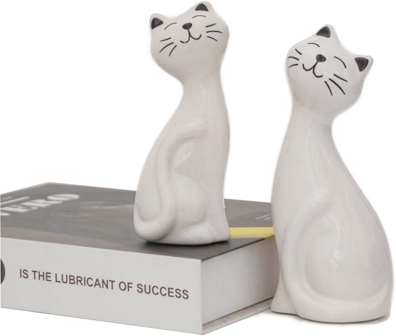 2pcs White Cat Statues and Figurines for Home Decor - White Cat Statue for Cat Lovers