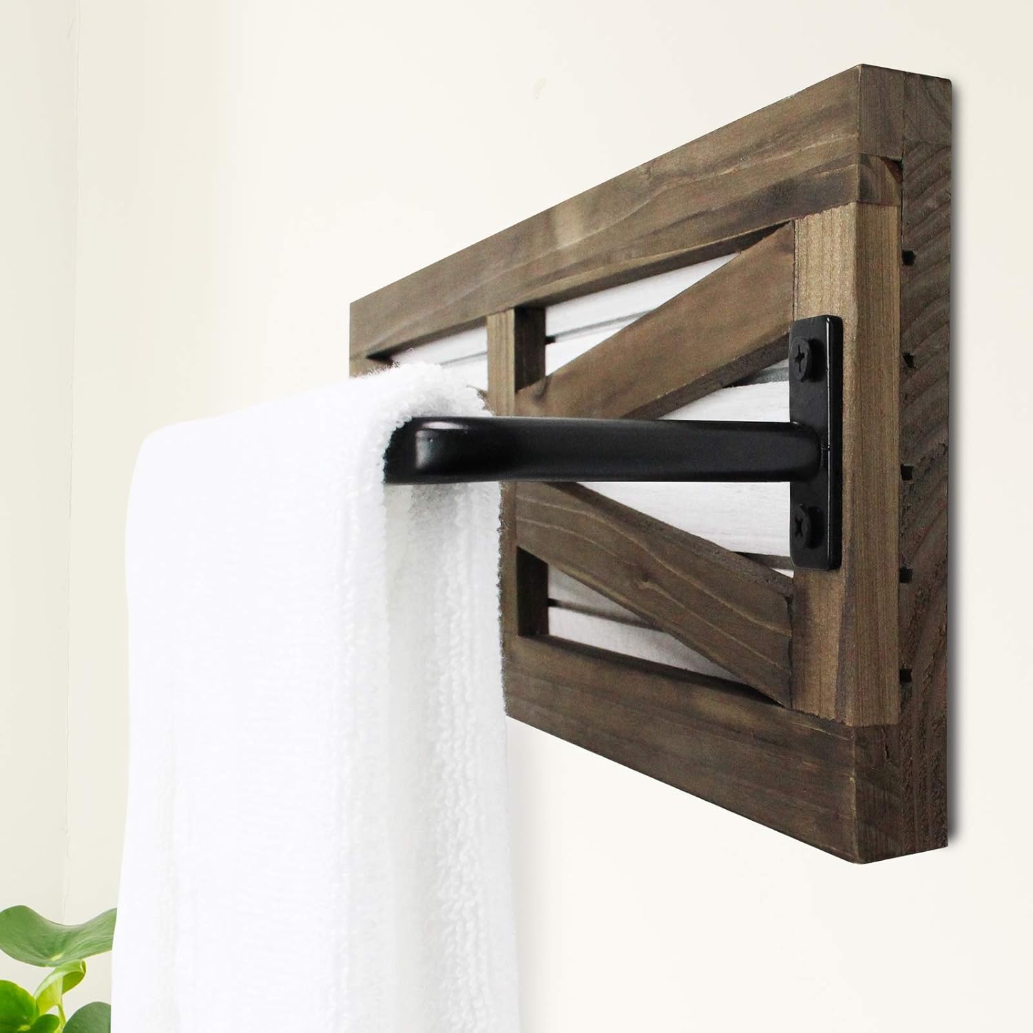 2PCS Rustic Towel Rack for Bathroom Wall Mounted,  Towel Holder and Organizer (Brown)