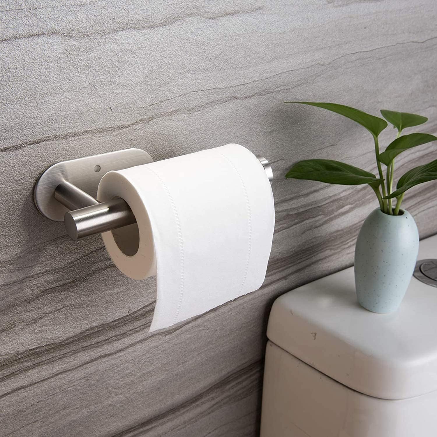 Toilet Paper Holder Self Adhesive - Adhesive Toilet Roll Holder no Drilling for Bathroom Stainless Steel Brushed