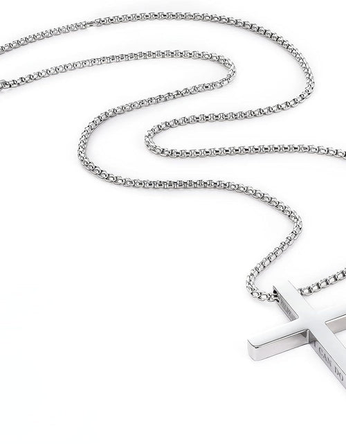 Load image into Gallery viewer, Cross Necklace for Men, Stainless Steel Pendant Box Chain Jewelry, No Gemstone
