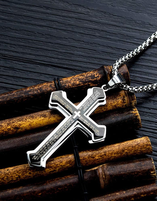 Load image into Gallery viewer, Mens Cross Pendant Necklace Large Stainless Steel Cross Pendant Necklace for Men Women, Silver
