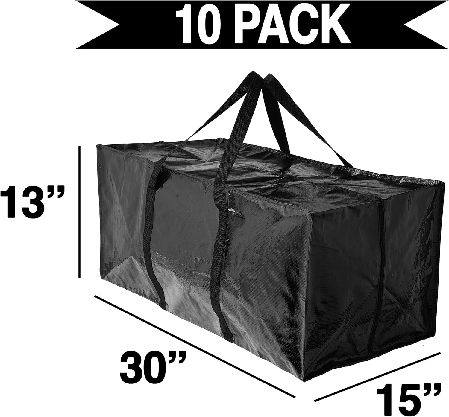 10 Moving Bags, Heavy Duty Extra Large Stronger Handles Wrap Around bag Storage Totes Zippered Reusable Moving Supplies