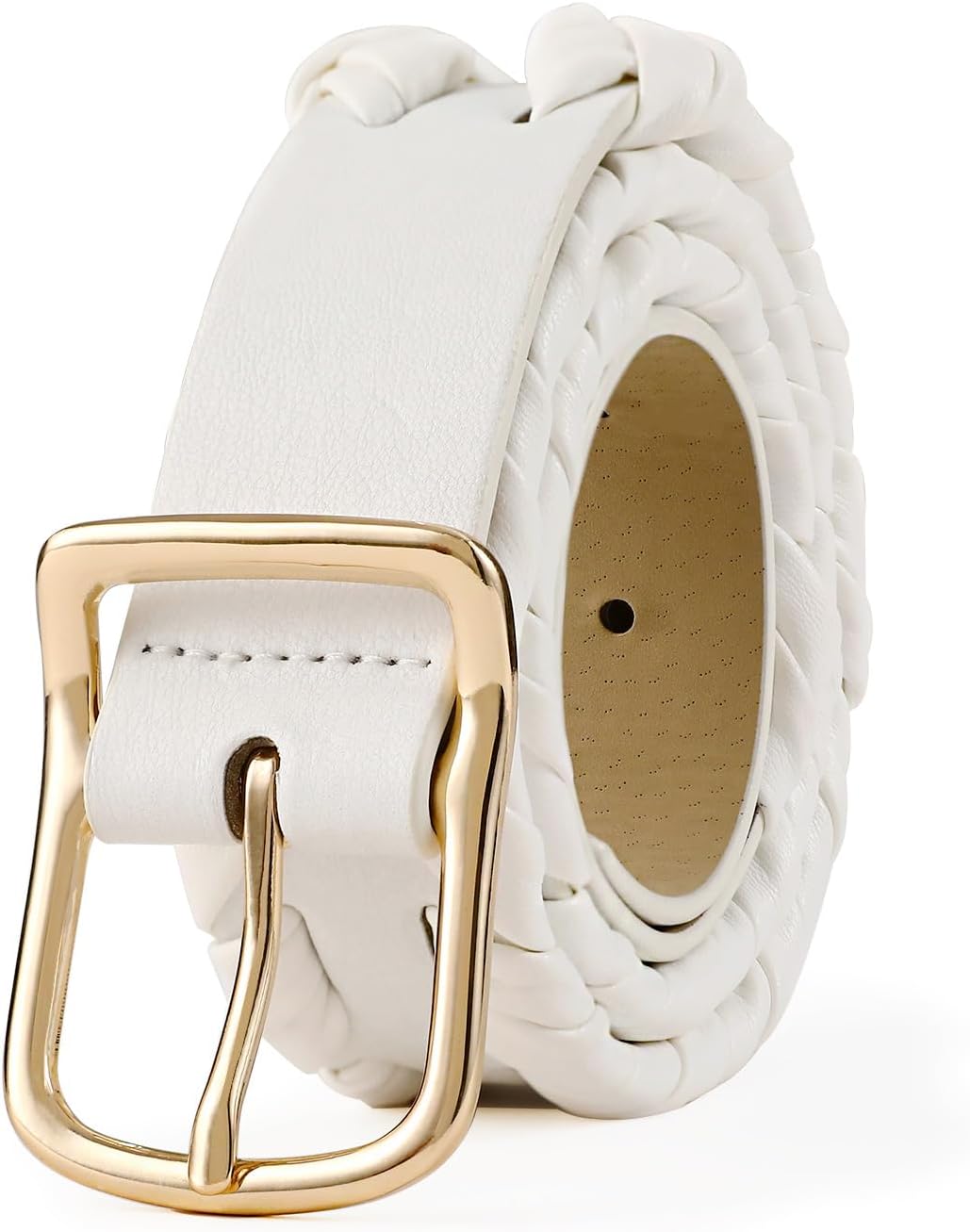 White Belts for Jeans, Leather Dress Belts for Women Dressy