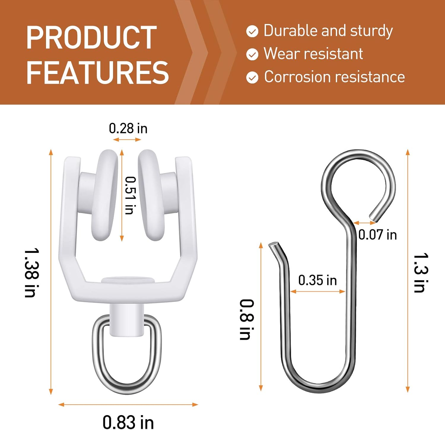 120 Pieces Curtain Track Sets, Ceiling Curtain Track Hooks, S Hooks Straight Curved Curtain Track Rollers for Ceiling Track