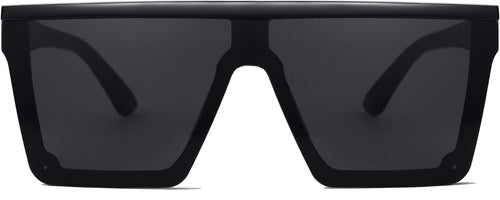 Load image into Gallery viewer, Square Big Sunglasses Women Thick Frame Flat Top Mirrored Sunnies Shades (Black Frame/Grey Lens)
