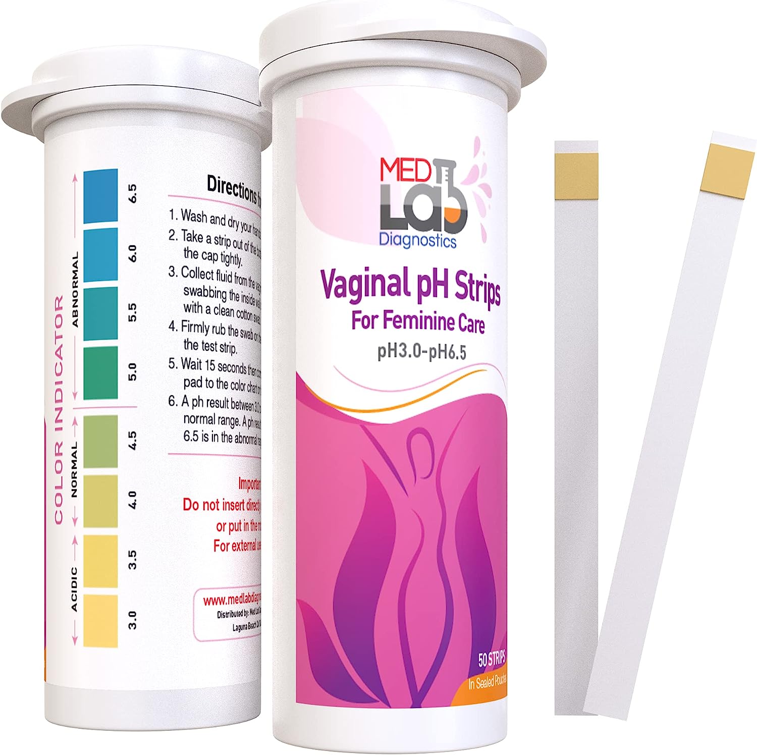 Vaginal ph Test Strips for Women(50 cnt). BV Bacterial Vaginosis and Yeast Infection Test Strips