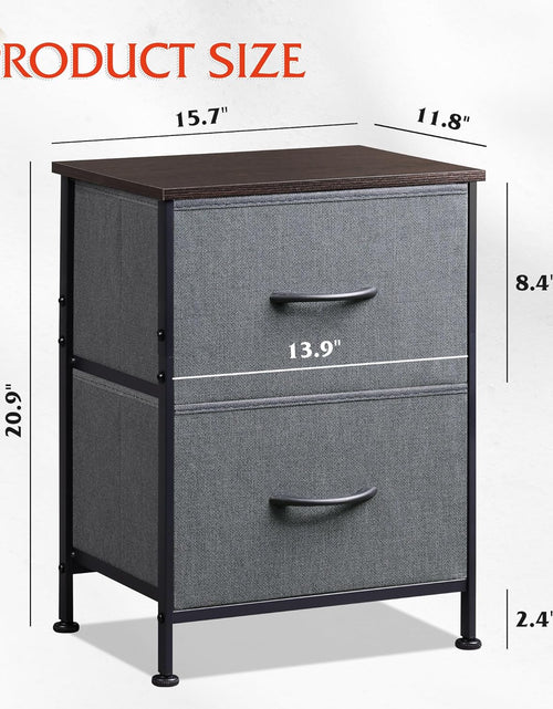 Load image into Gallery viewer, 2 Drawer Dresser for Bedroom, Night Stand, End Table with Fabric Bins for Bedroom, Closet, Entryway, College Dorm, Dark Grey
