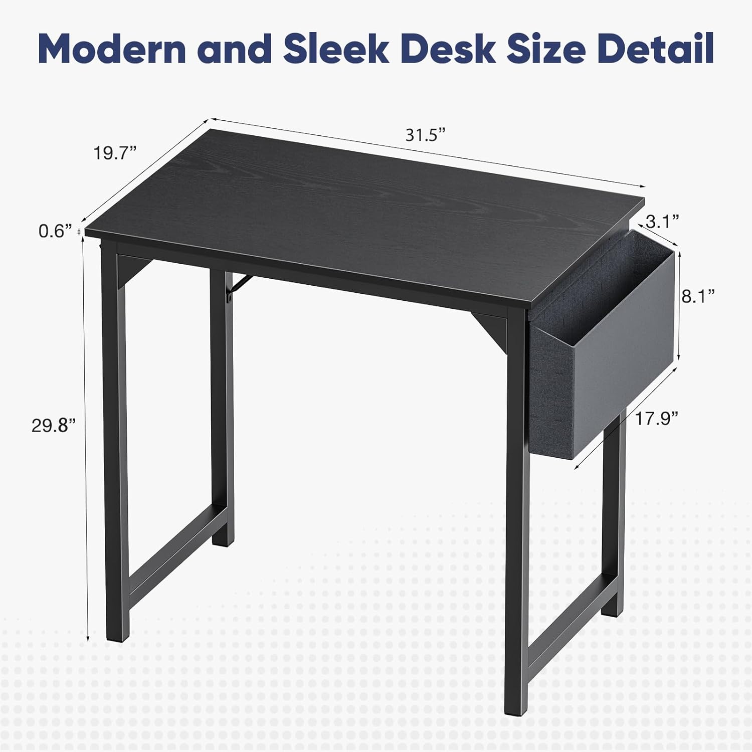 32 inch Small Computer Desk Writing Study Work Office Table Modern Simple with Storage Bag, Black