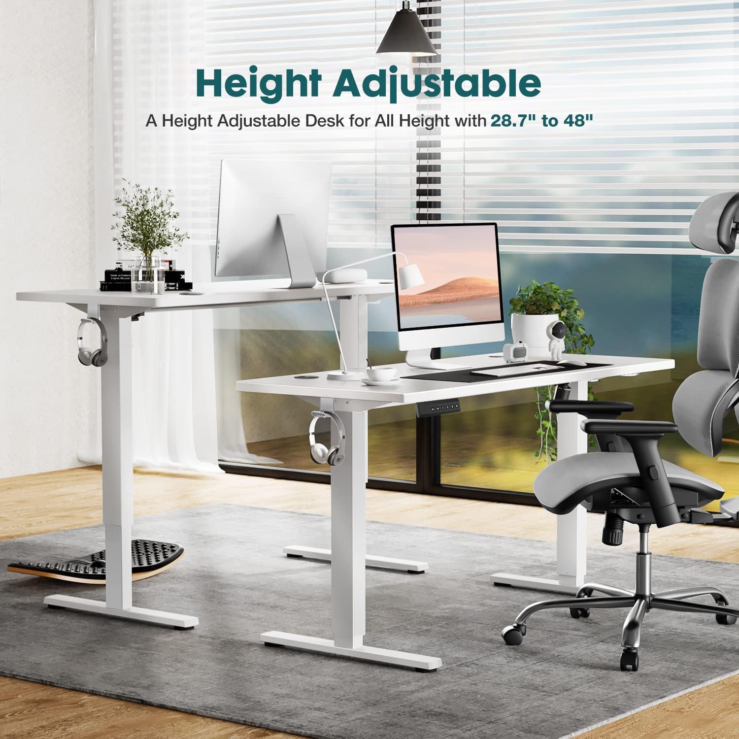 Standing Desk, Adjustable Height Electric Sit Stand Up Down Computer Table, 40x24 Inch, White