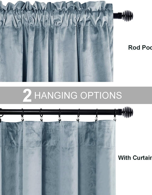 Load image into Gallery viewer, Velvet Blackout Curtains for Living Room, Darkening Rod Pocket Drapes for Office, Set of 2 Panels, 52W x 84L, Stone Blue
