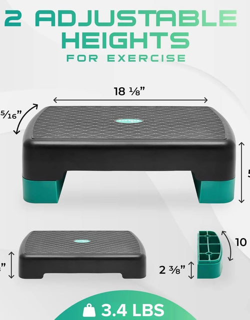 Load image into Gallery viewer, 18.9&quot; Aerobic Exercise Step Platform with 2 Risers, Adjustable Height Workout Stepper 3&quot; 6&quot; for Home Gym, Neo Green
