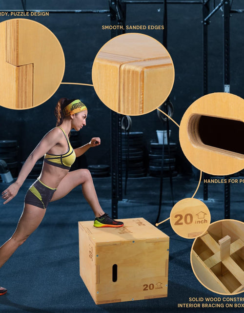 Load image into Gallery viewer, 3 in 1 Wooden Plyo Box - Holds Up to 450lbs - Versatile Plyometric Jump Box, Wood Basic
