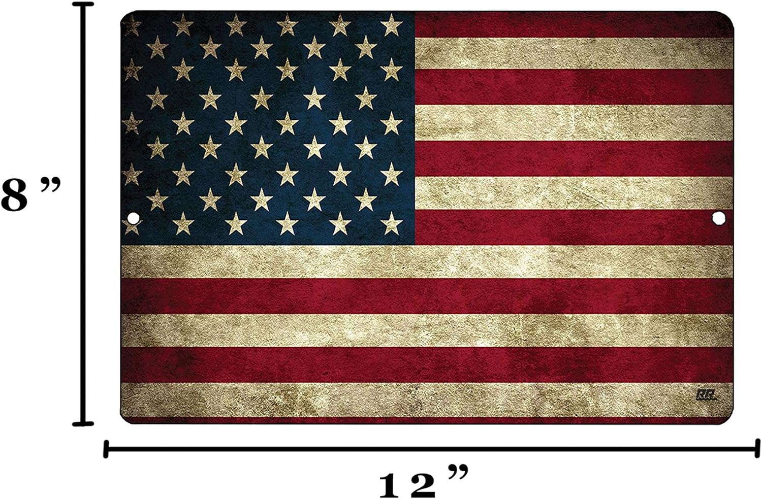 Tactical USA American Flag Metal Tin Sign, 12x8 Inch