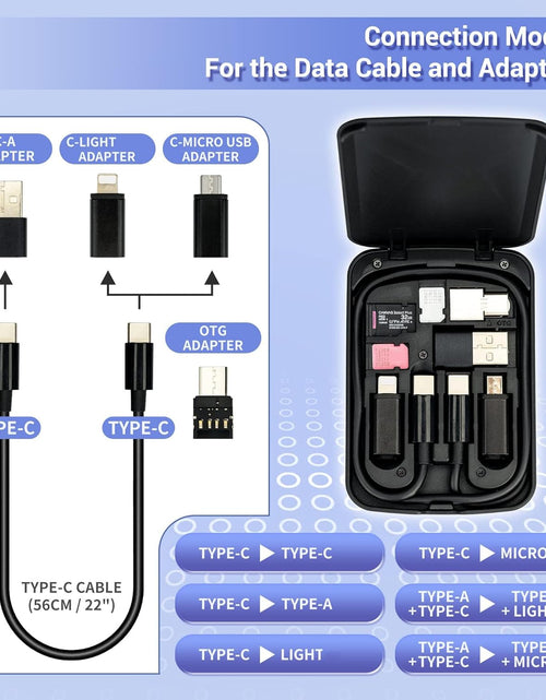 Load image into Gallery viewer, Multi-Functional Compact Cable Card with 22&quot; USB-C Cable &amp; USB-A/Micro-USB/Light/OTG USB Adapter Kit
