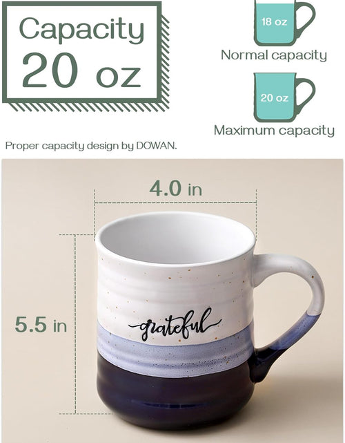 Load image into Gallery viewer, 20 oz Coffee Mugs, Large Mugs with Word Blessed Grateful, Porcelain Coffee Cup, Set of 2
