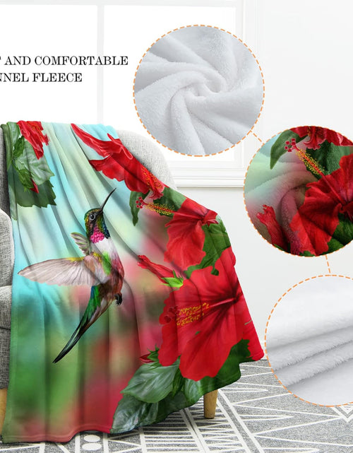 Load image into Gallery viewer, Spring Hummingbird Floral Blanket Gifts for Women Kids Girls Mom Wife Birthday Mother&#39;s Day Presents Red Flowers, 50&quot;x60&quot;
