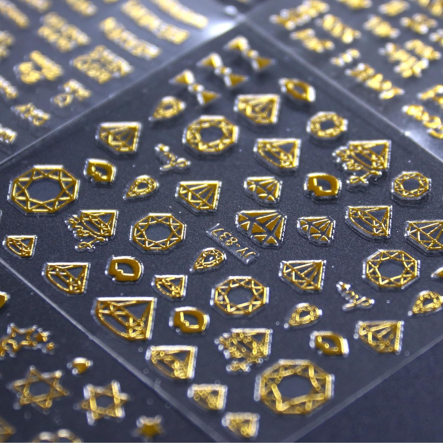 30 Sheets Gold Nail Art Stickers 3D Self-Adhesive Nail Decals Gold Line Star