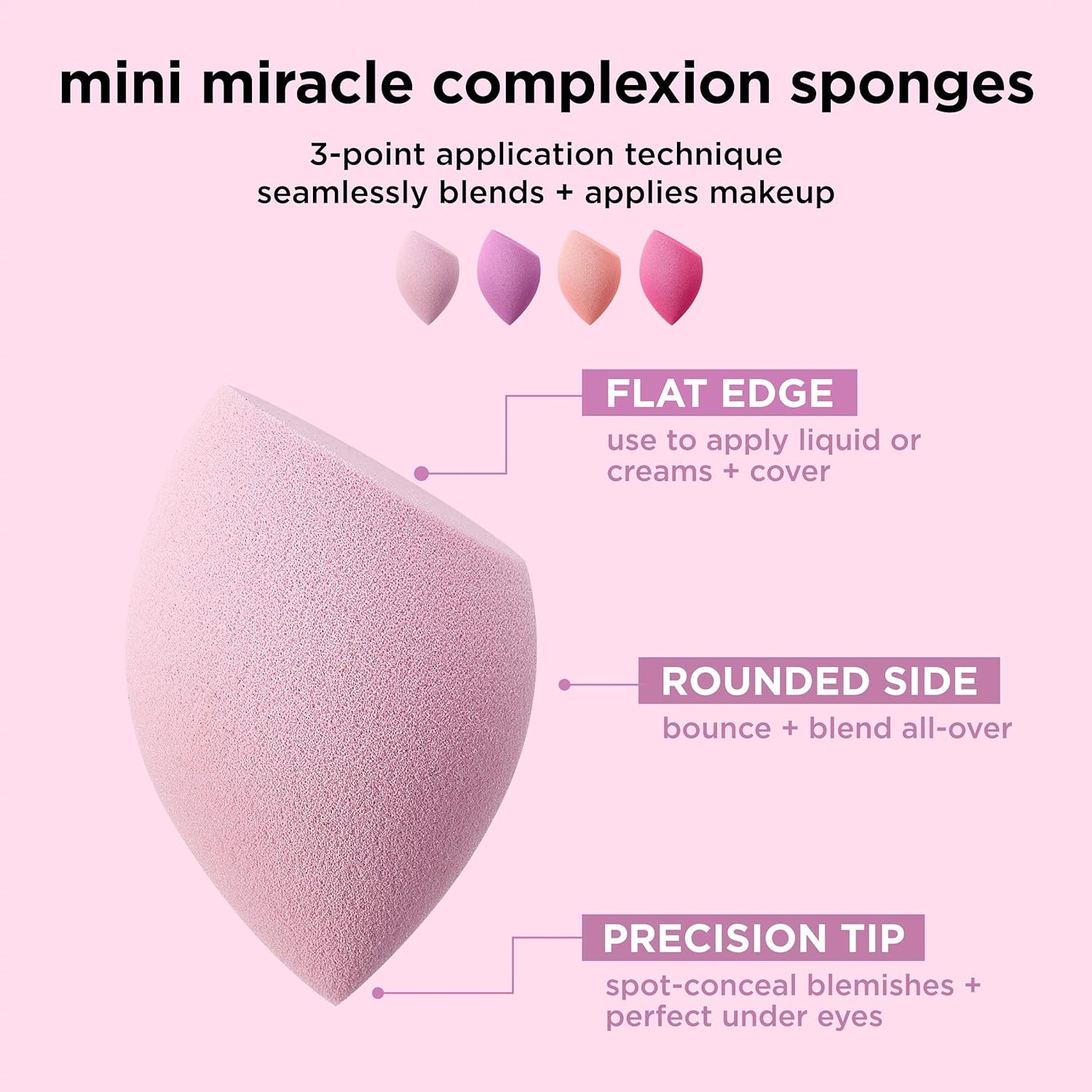 Mini Miracle Complexion Sponge 4 Pack, Small Makeup Blending Sponges