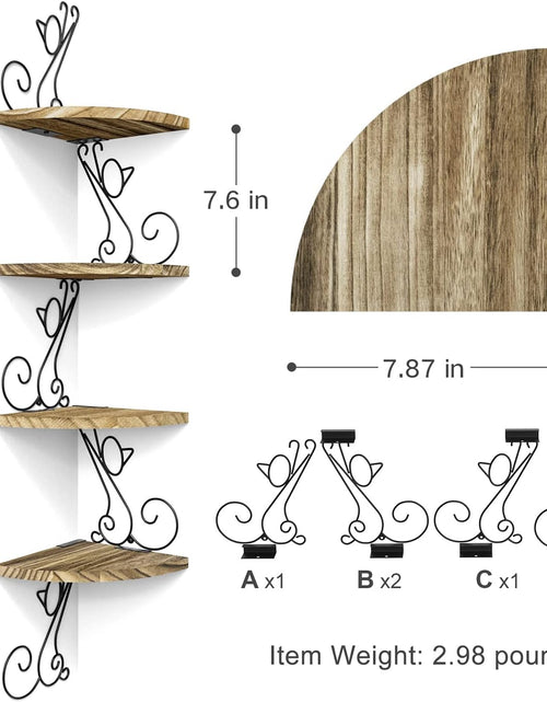 Load image into Gallery viewer, Wall Mount Corner Shelves 4 Tier Floating Corner Storage Wood Shelves
