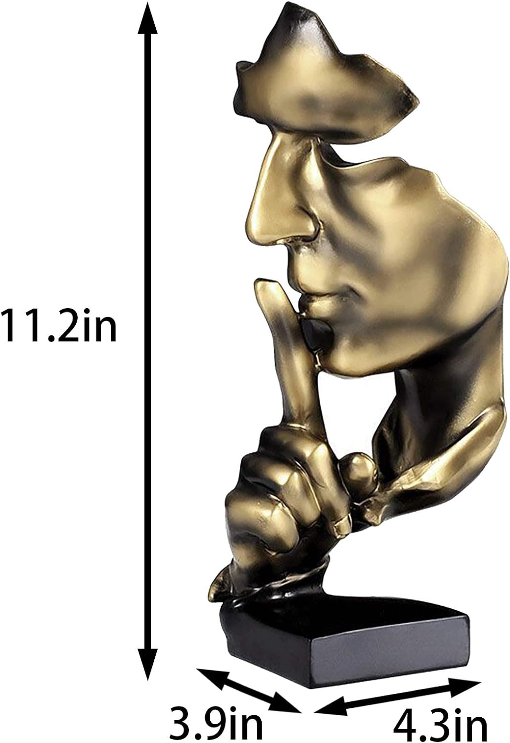 Thinker Statue, Silence is Gold Abstract Art Figurine, Modern Home Resin Sculptures Decorative