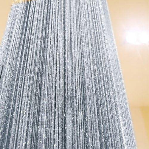 Load image into Gallery viewer, Silver / Grey String Door Curtains Window Panel Room Divider Crystal Tassel Fringe, 2 Pack
