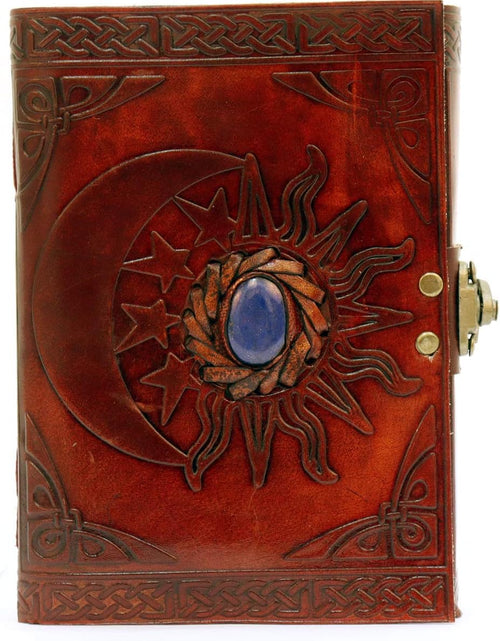 Load image into Gallery viewer, Sun &amp; Moon Leather Bound Writing Journal | 5&quot;x7&quot; inches
