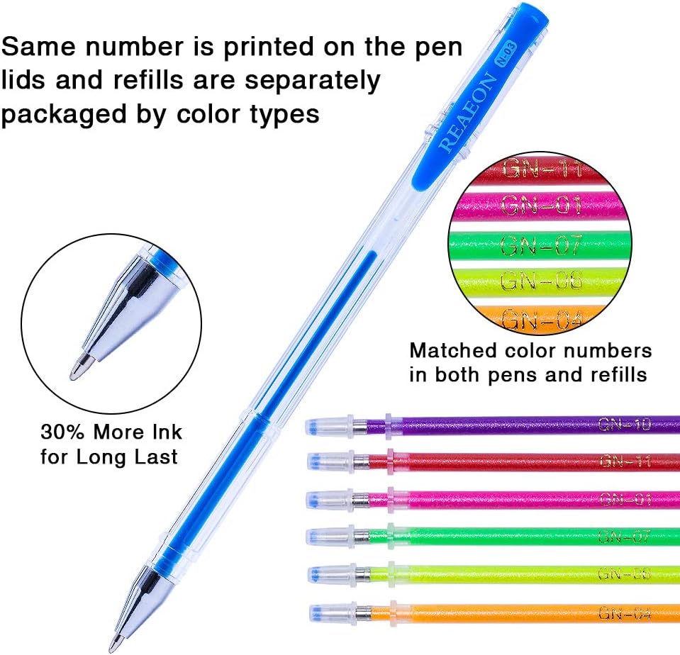 200 Pack Gel Pen with Case Coloring Books and 100 Refills for Drawing Painting Writing