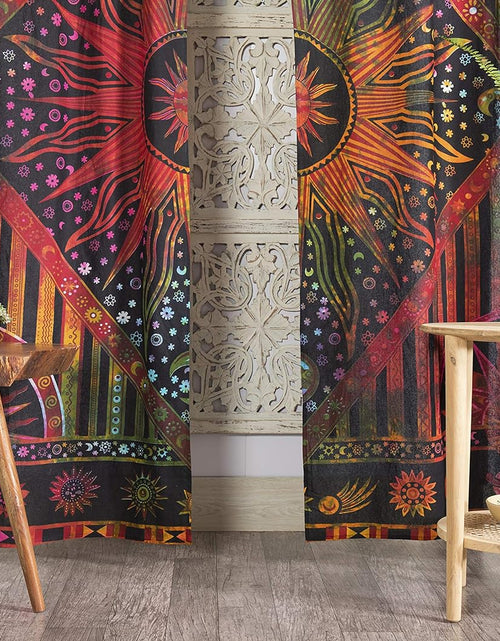 Load image into Gallery viewer, Window Curtains Burning Sun Hippie Mandala Gypsy Tie Dye Bohemian 25&quot; x 74&quot; Set of 2Window Curtains Burning Sun Hippie Mandala Gypsy Tie Dye Bohemian 25&quot; x 74&quot; Set of 2
