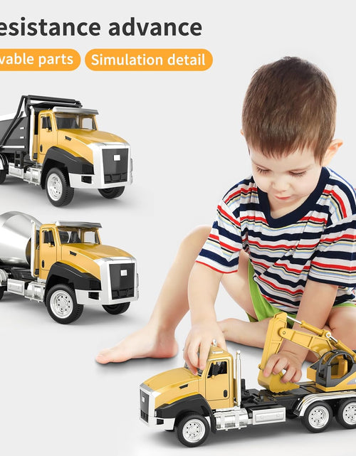 Load image into Gallery viewer, 3 Pack Construction Vehicles Dump Truck Digger Mixer Truck
